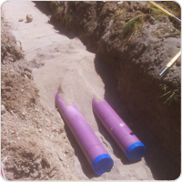 Acondicionamiento de tuberías de PVC Orientado para zanja de saneamiento