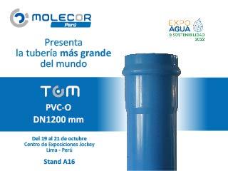 Molecor Perú participará en Expo Agua & Sostenibilidad 2022 con el último lanzamiento de la compañía, la tubería TOM® de PVC-O DN1200 mm